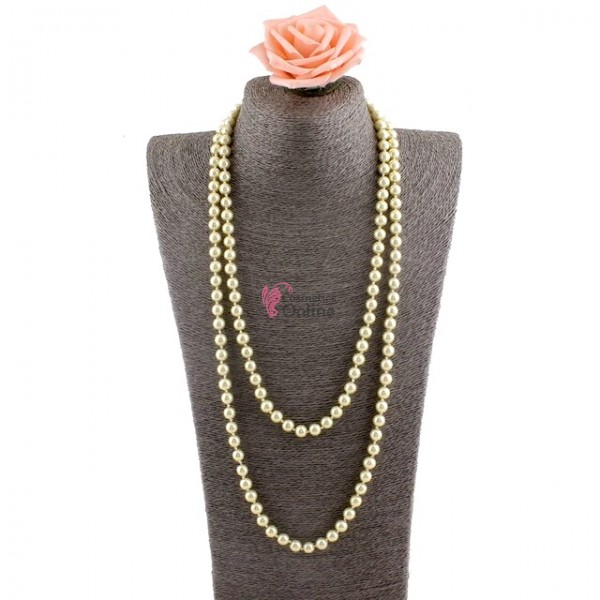 Colier  elegant AS45KK cu perle din sticla Crem